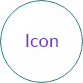 white circle icon that says icon inside