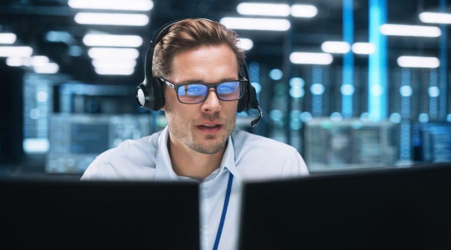 Portrait Of A Young Caucasian Male Call Center Worker